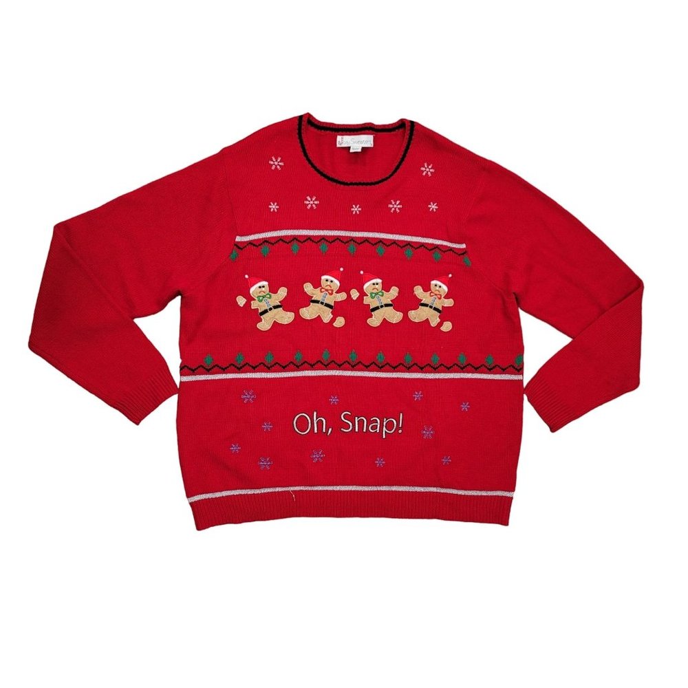 Jolly Sweater Oh Snap Funny Gingerbread Man Ugly Christmas Holiday Party Sweater